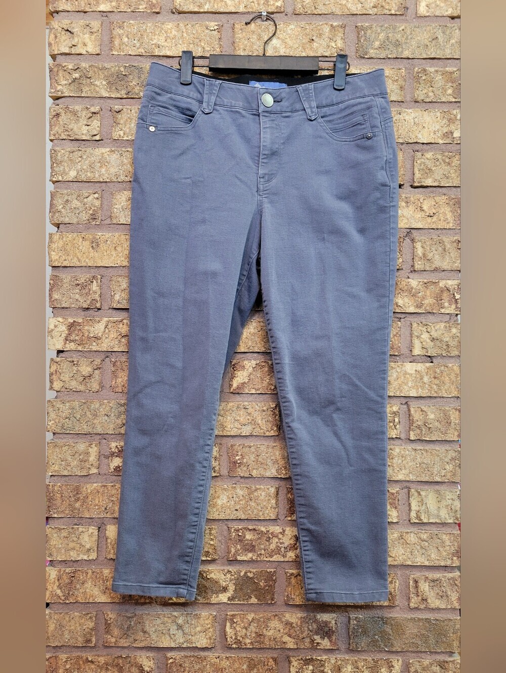 Democracy Ab Solution Ankle Skinny Jeans Womens 10P Petite Gray Stretch Mid Rise